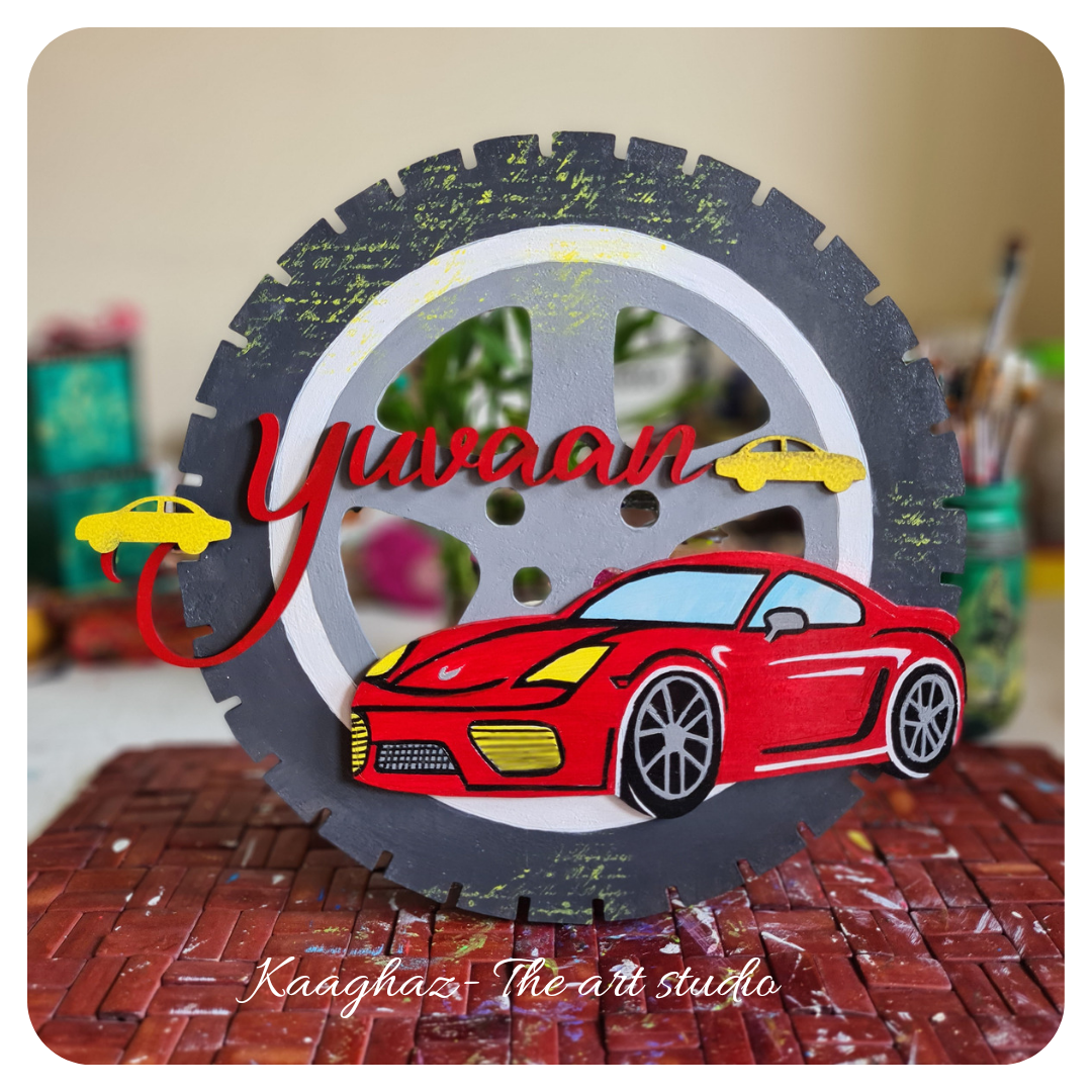 Car theme wheel nameboard