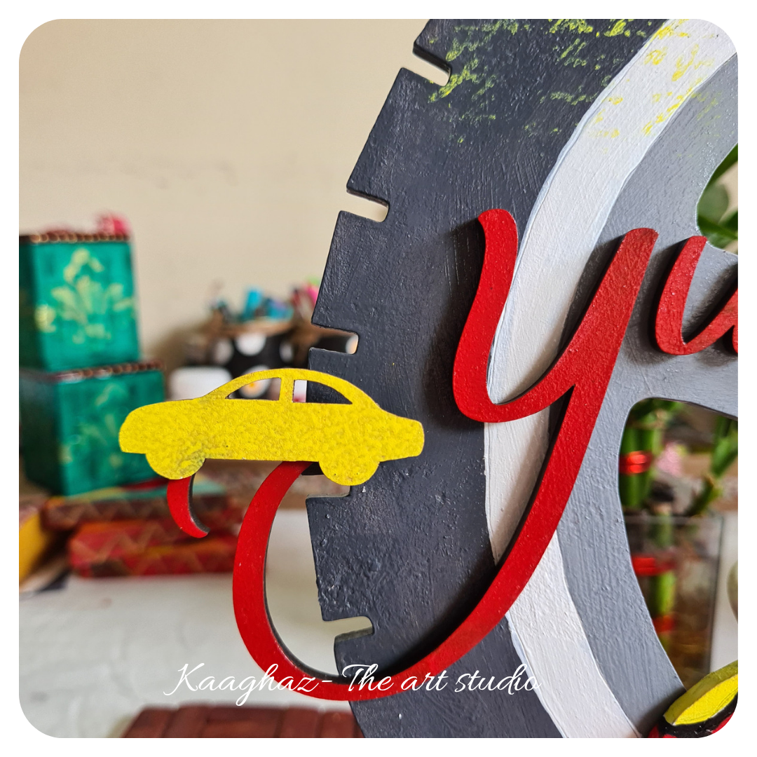 Car theme wheel nameboard