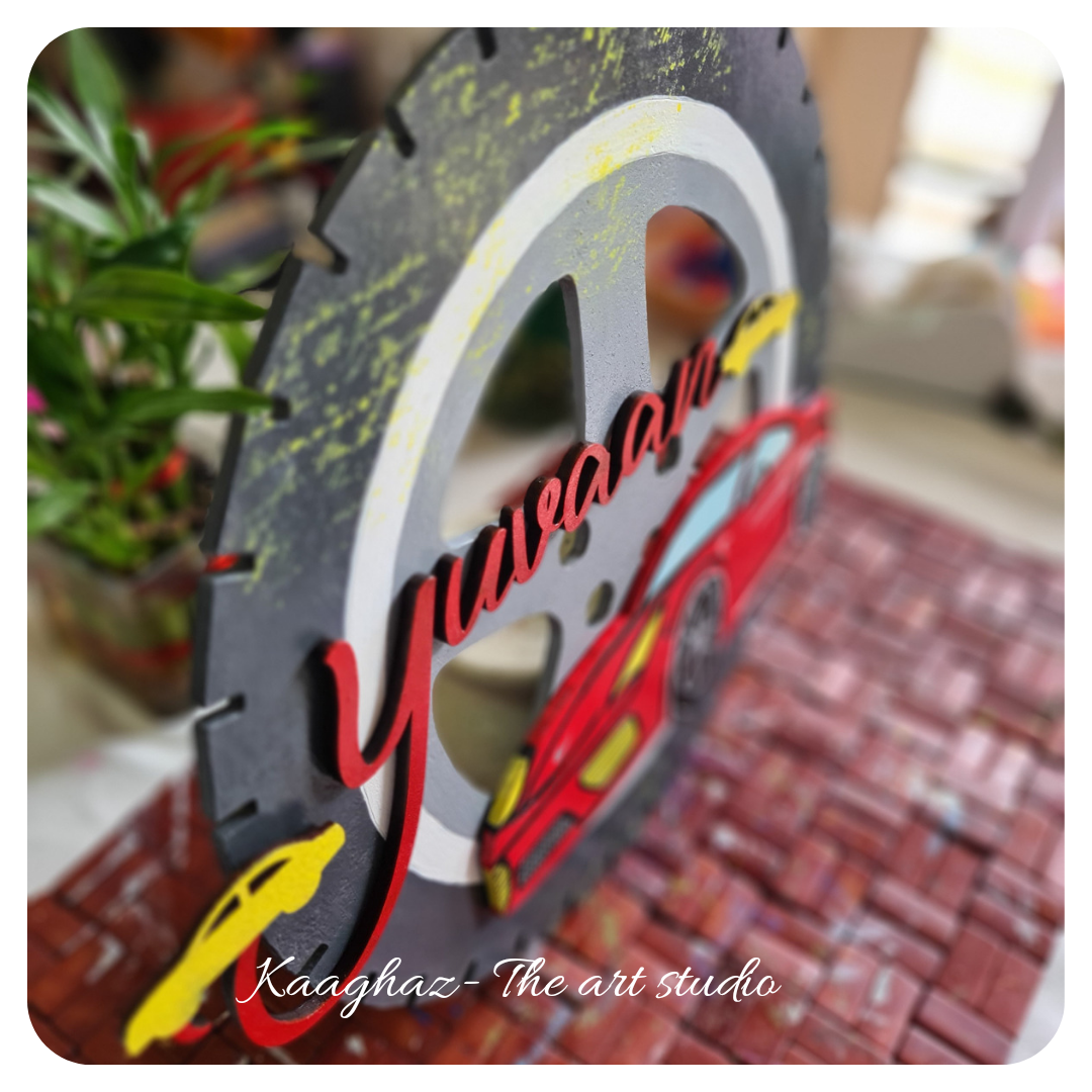 Car theme wheel nameboard