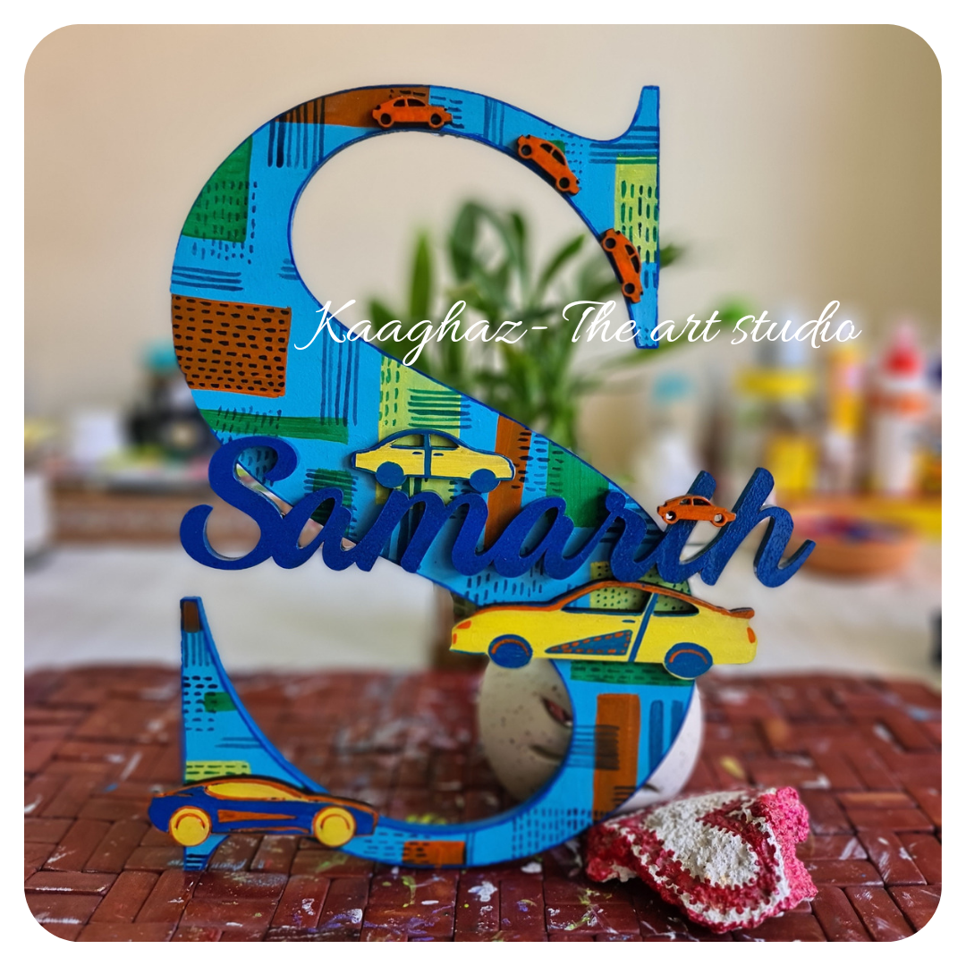 Car theme Nameplate with initial letter