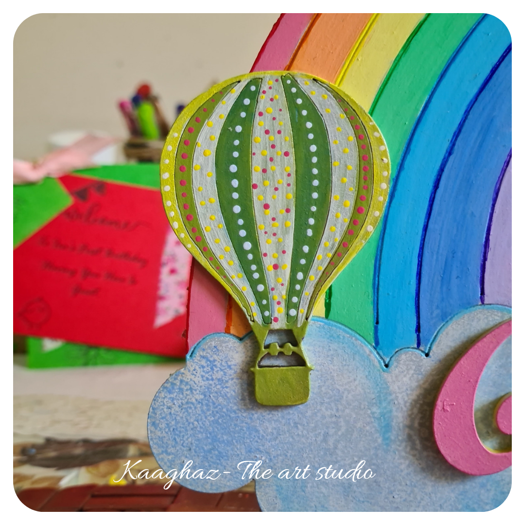Rainbow Nameboard with Hot Air balloon