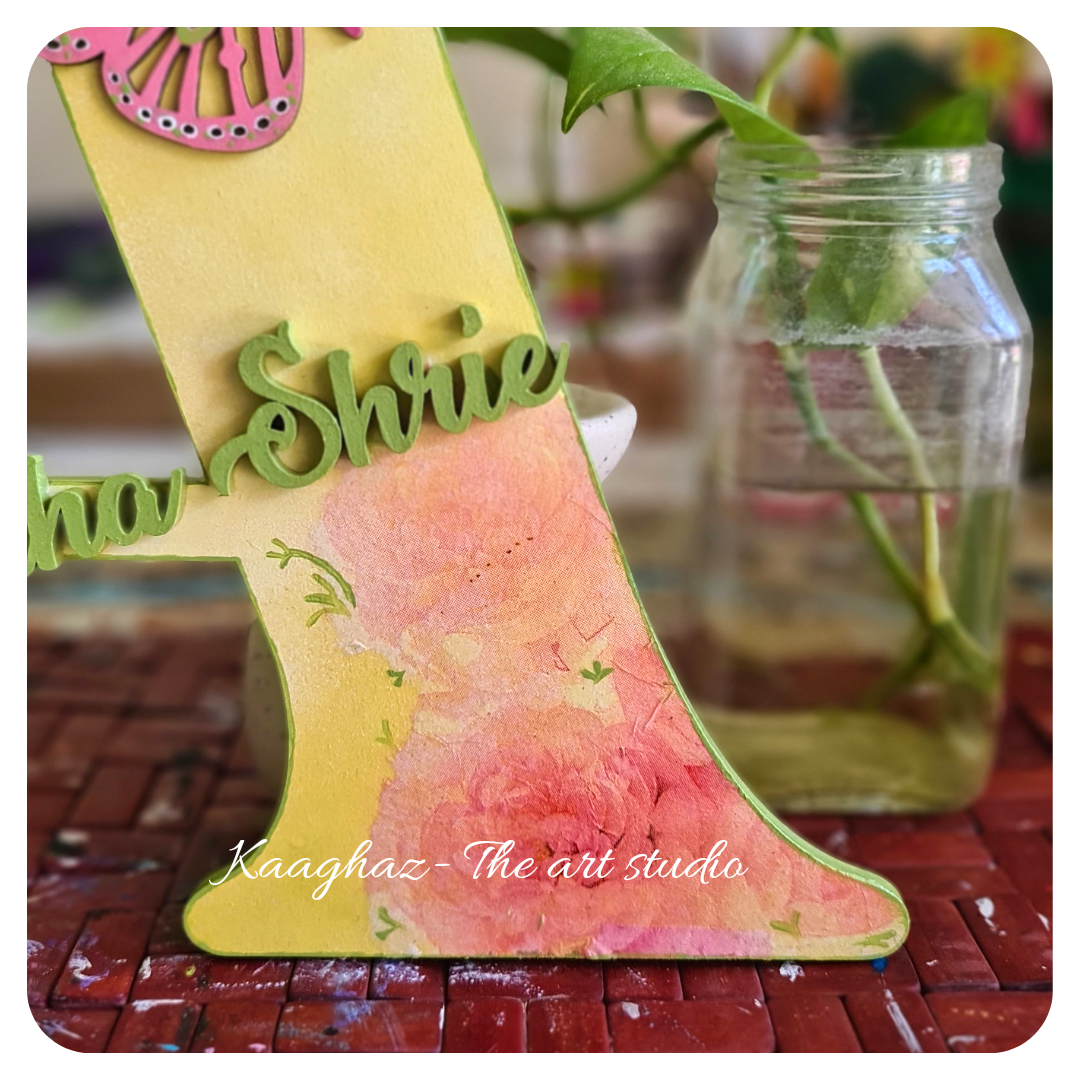 Fairytale butterfly nameplate with initial alphabet