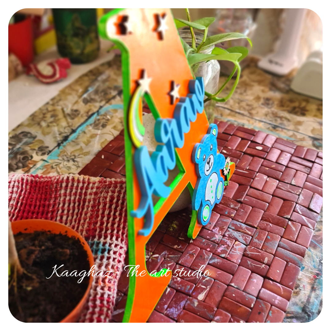 Teddy themed nameplate for kid's