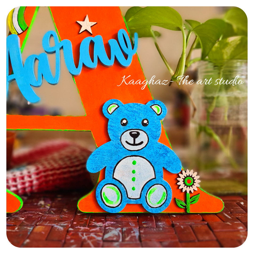 Teddy themed nameplate for kid's