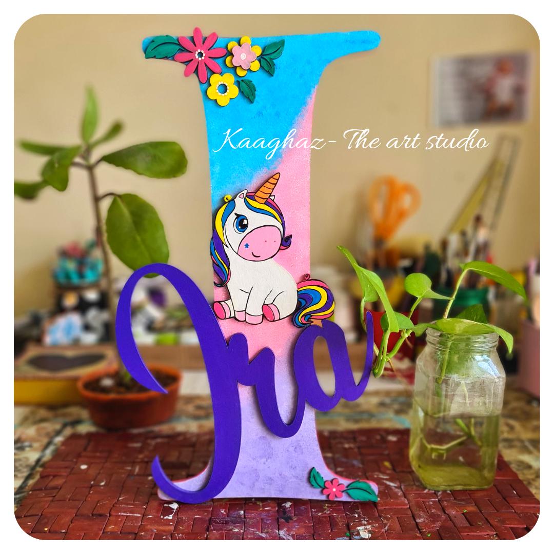 Unicorn theme nameplate for kids