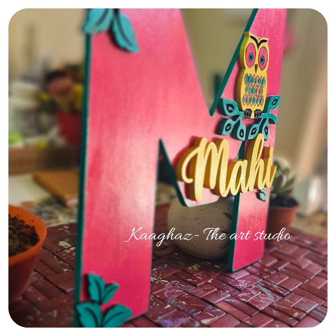 Owl theme monogram nameboard for kids