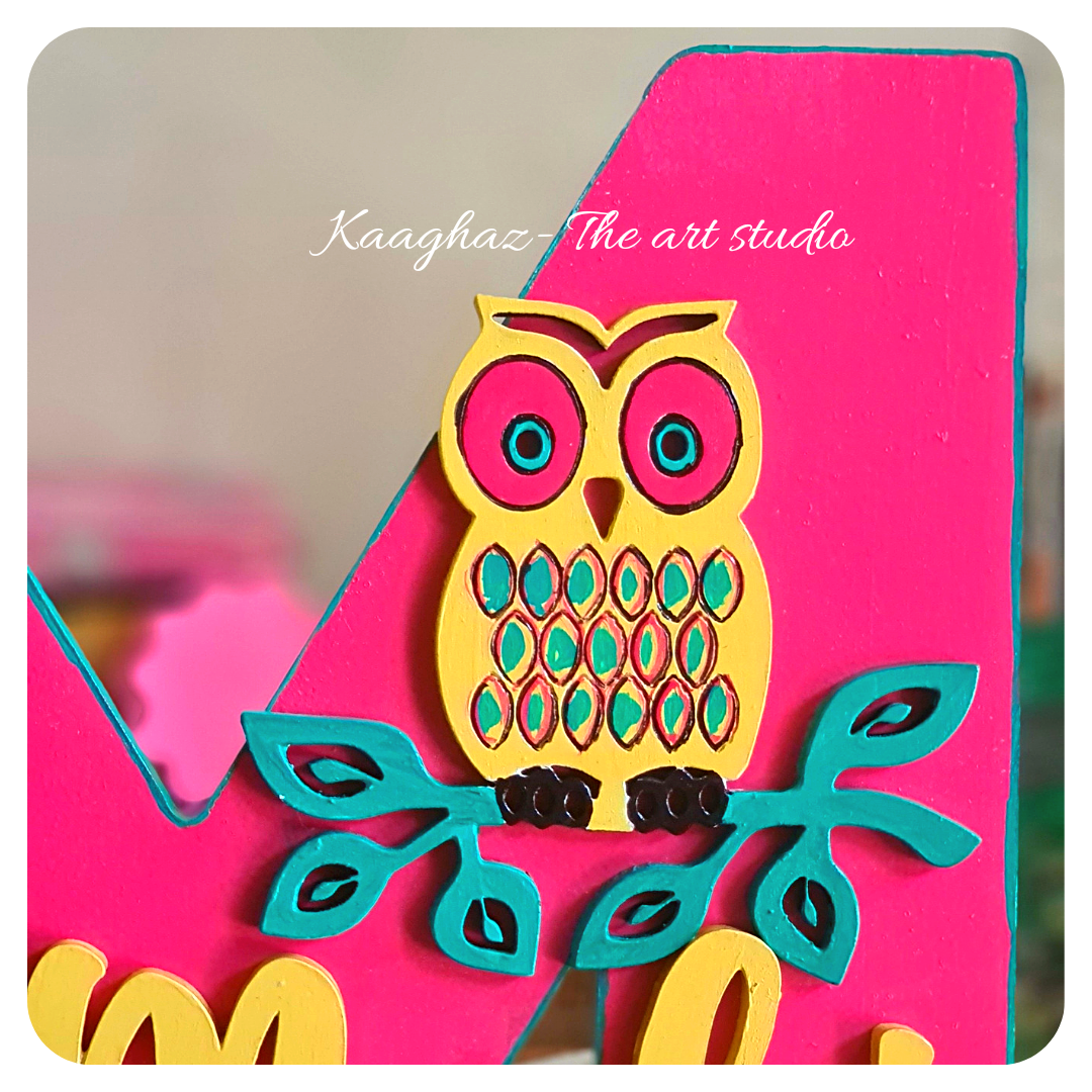 Owl theme monogram nameboard for kids