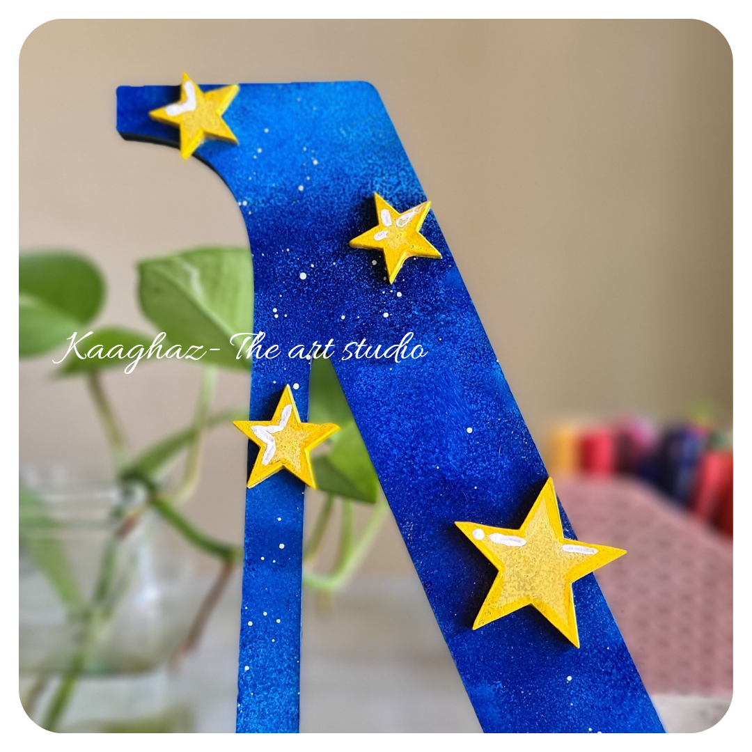 Moon & Star Monogram Nameplate for kids