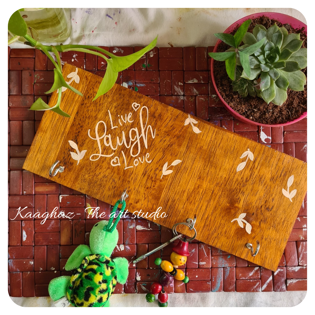 Live Laugh Love key Holder- wood stained