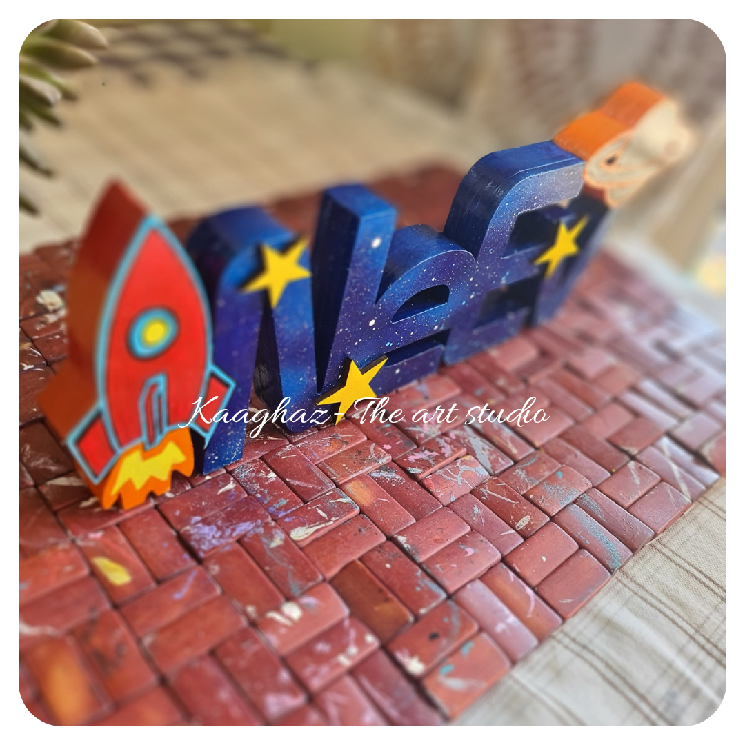 Free standing space theme name sign