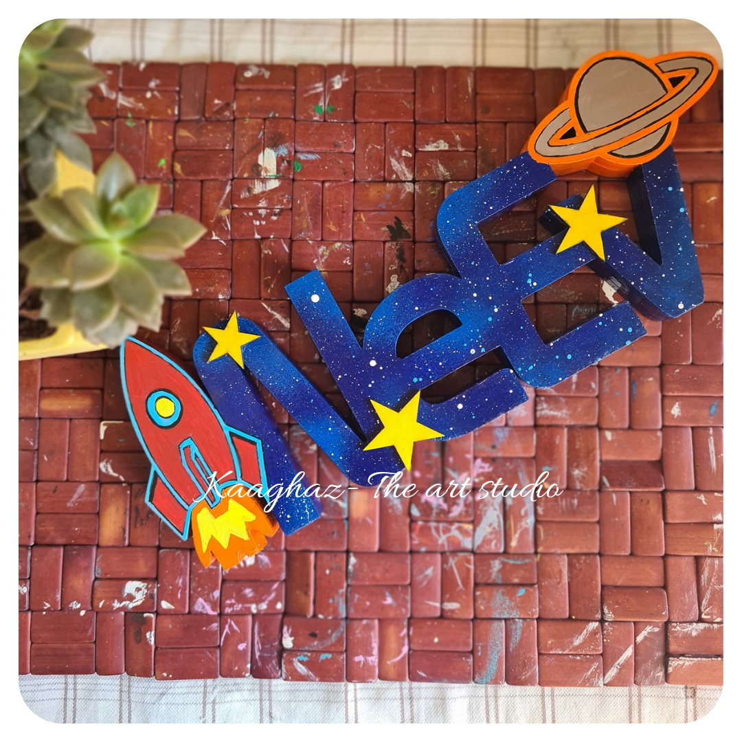 Free standing space theme name sign