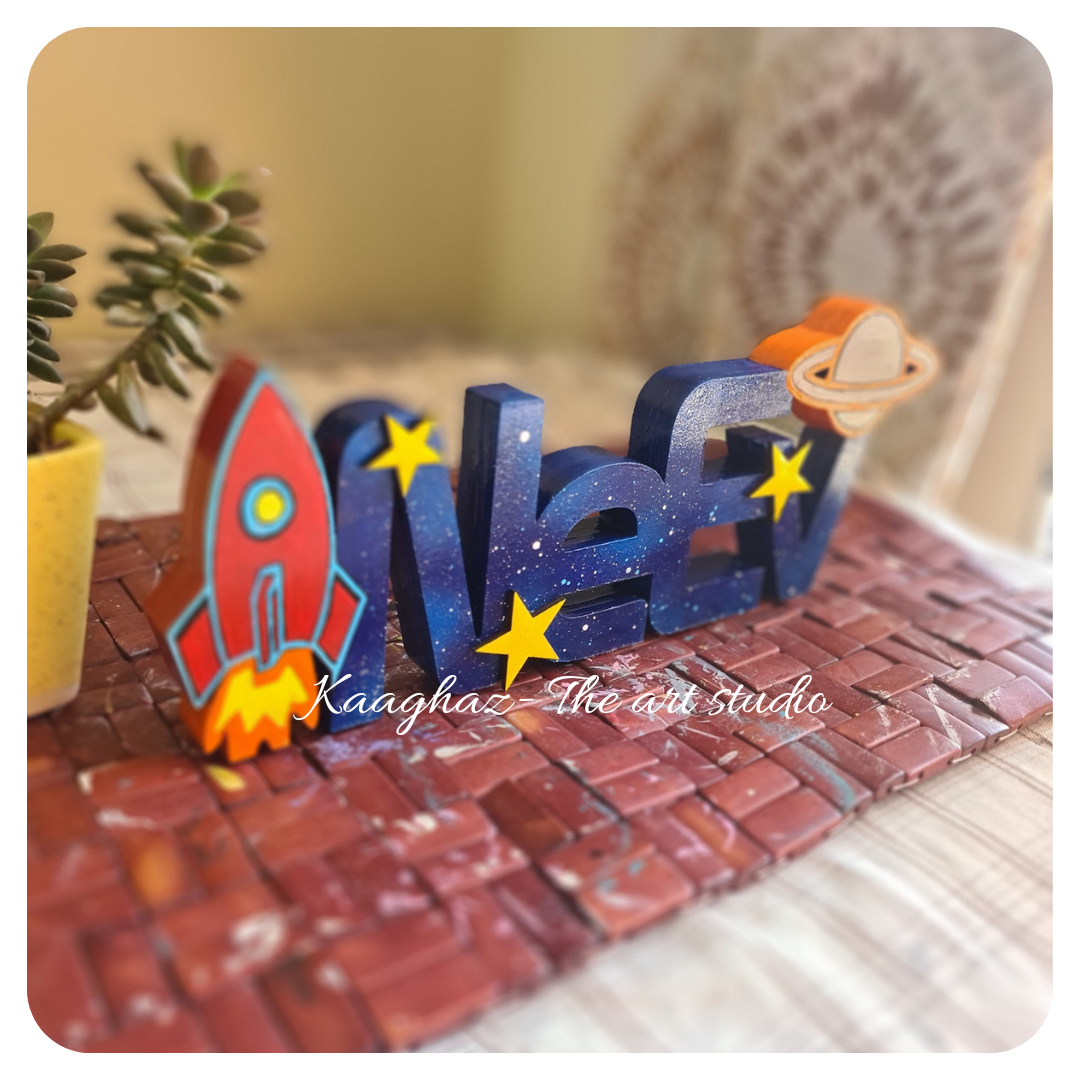 Free standing space theme name sign