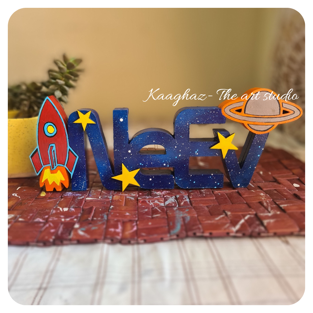 Free standing space theme name sign