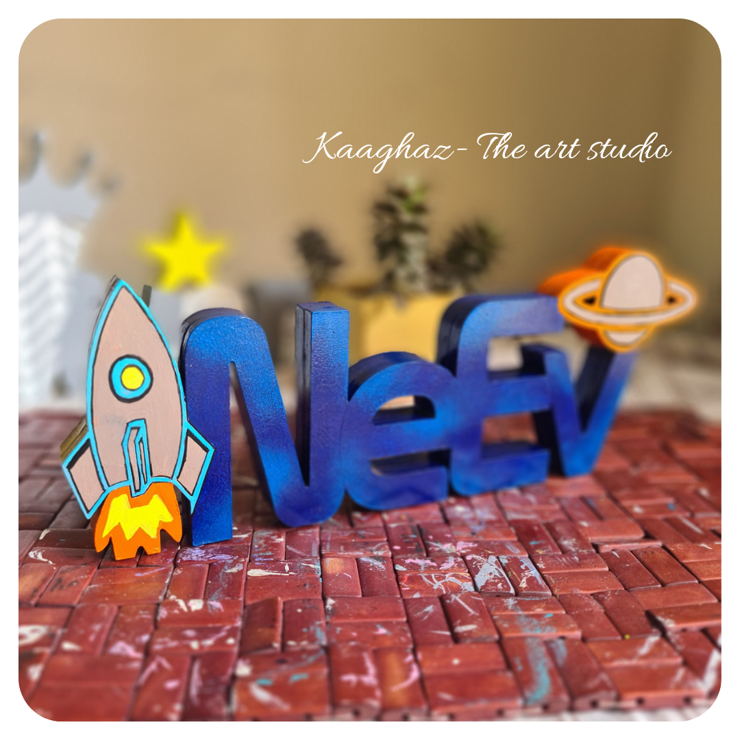 Free standing space theme name sign