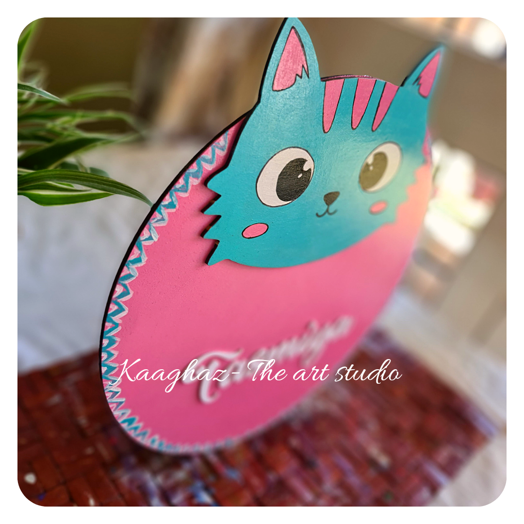 Cat themed nameplate for Kids