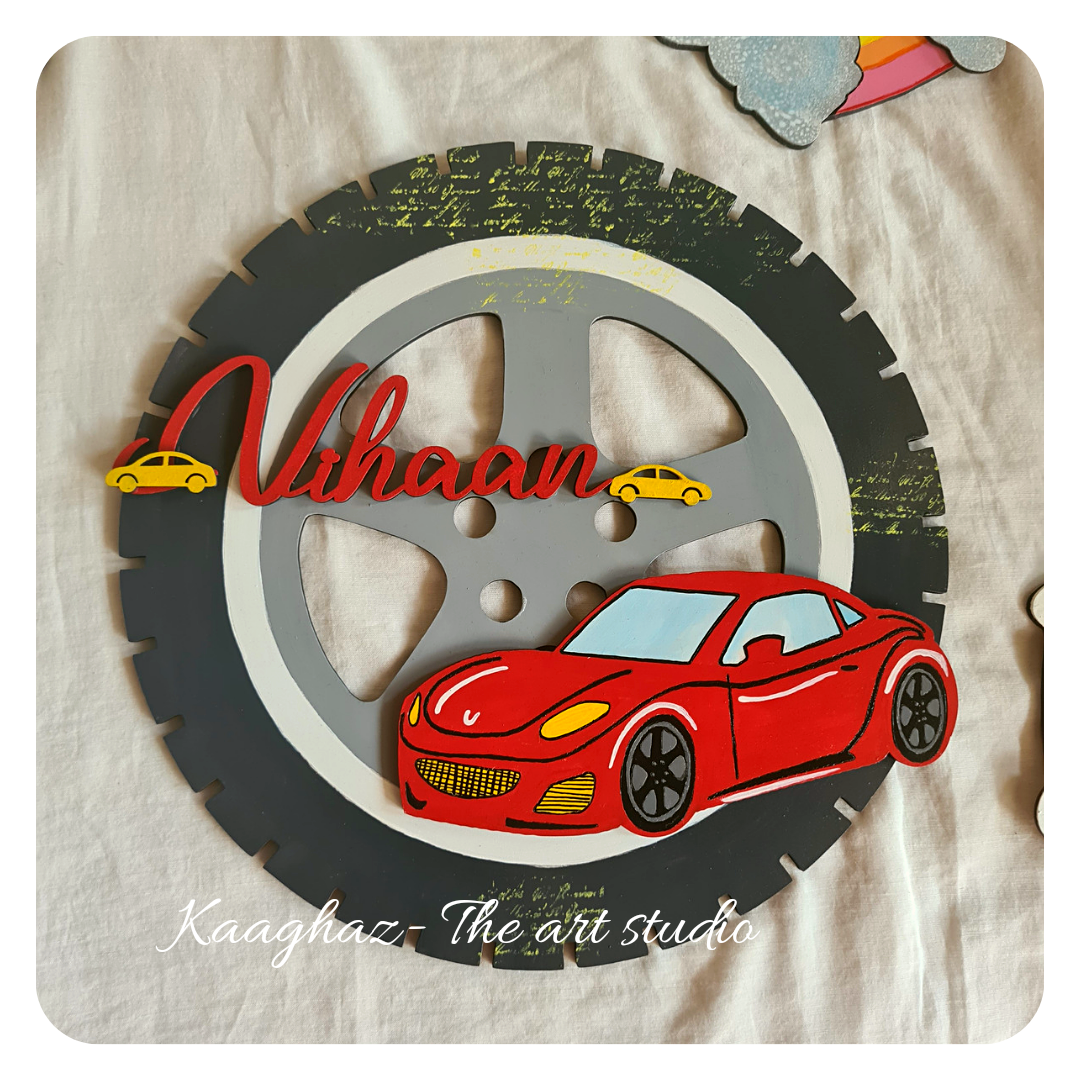 Car theme wheel nameboard