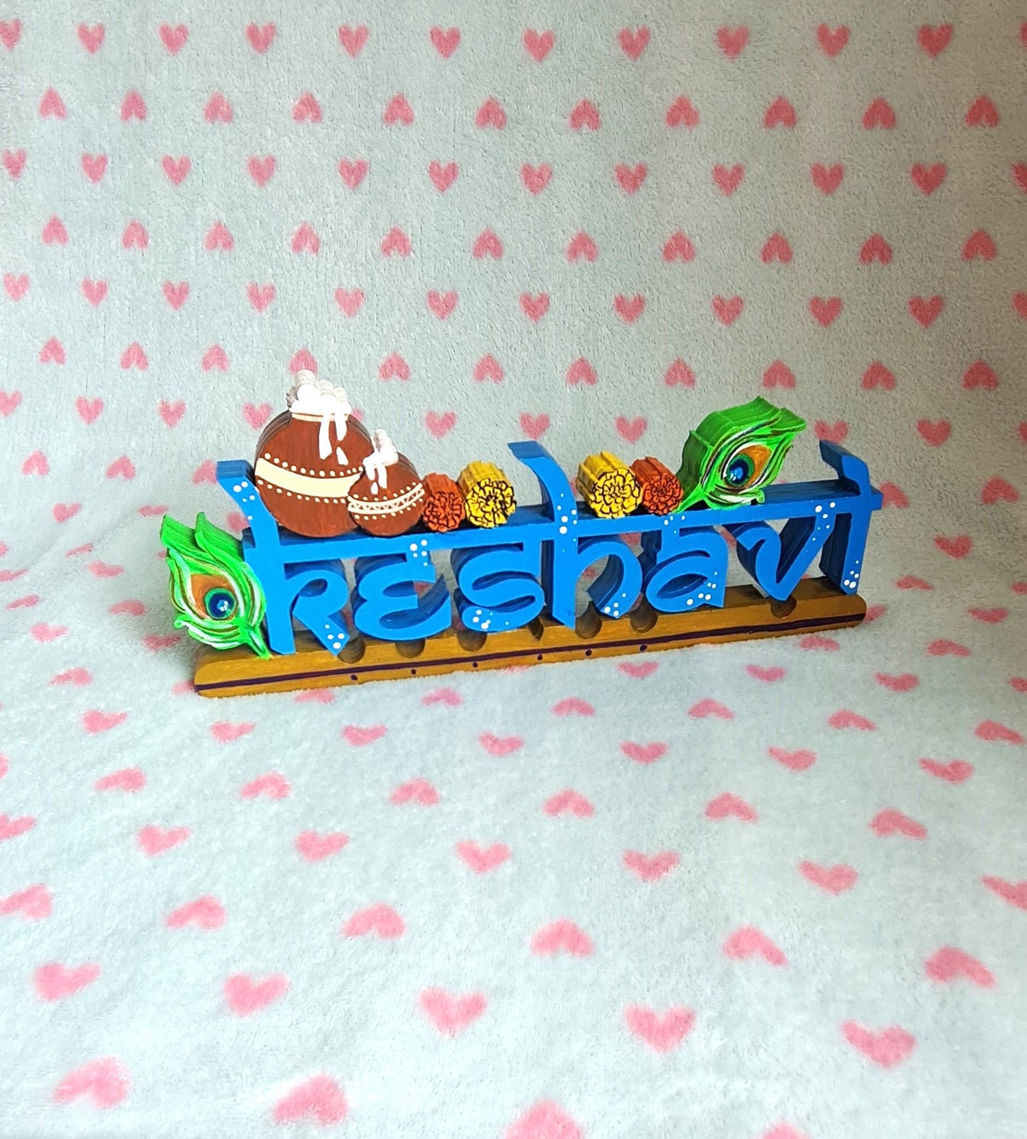Free standing Krishna theme name sign block
