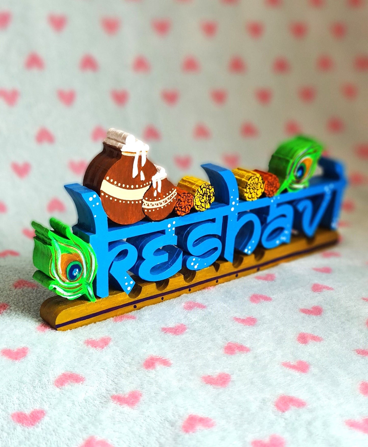 Free standing Krishna theme name sign block
