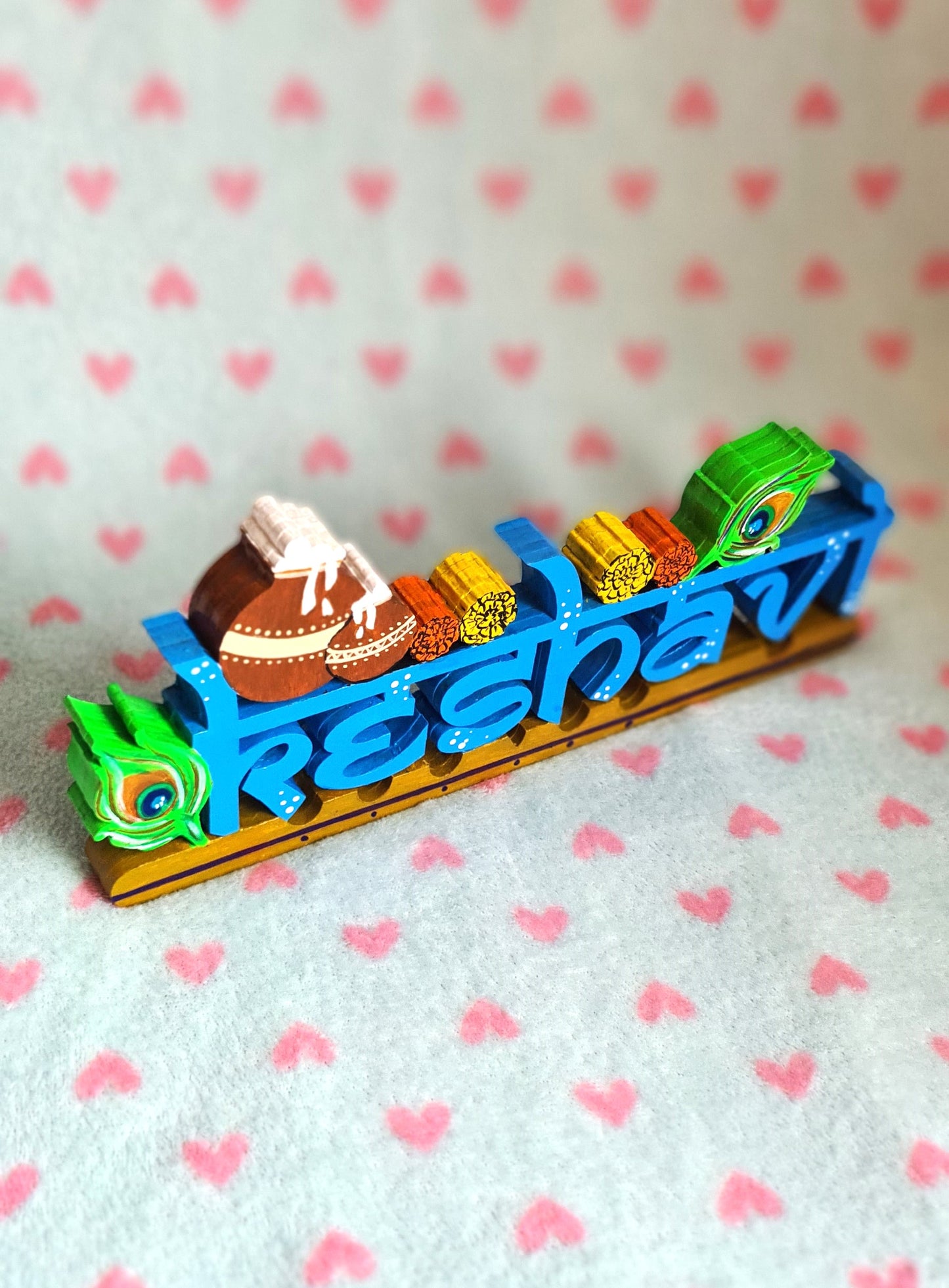 Free standing Krishna theme name sign block