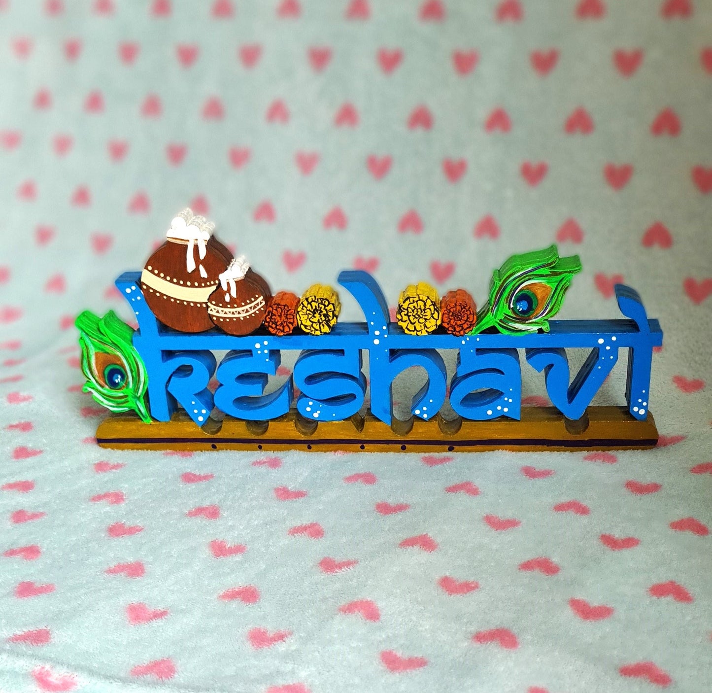Free standing Krishna theme name sign block