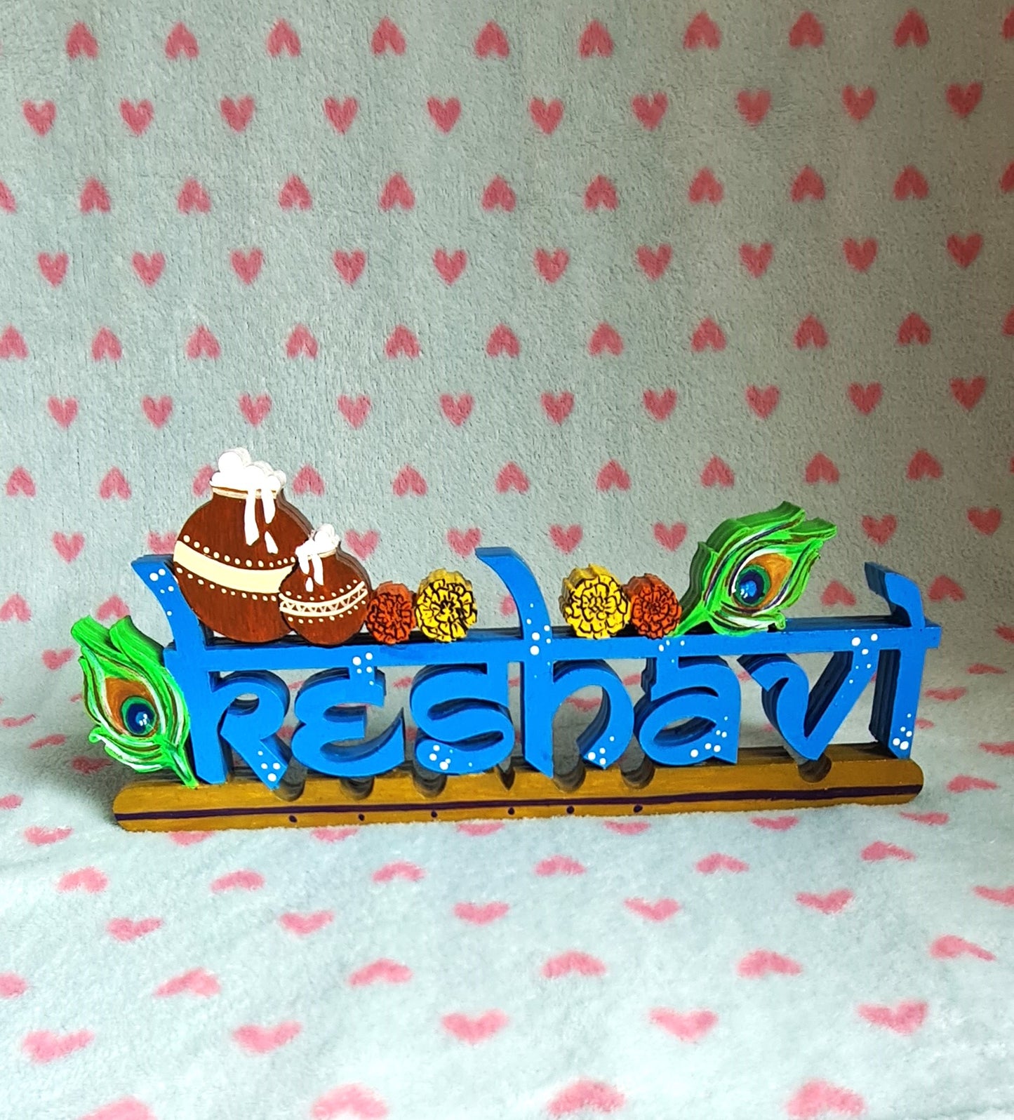 Free standing Krishna theme name sign block