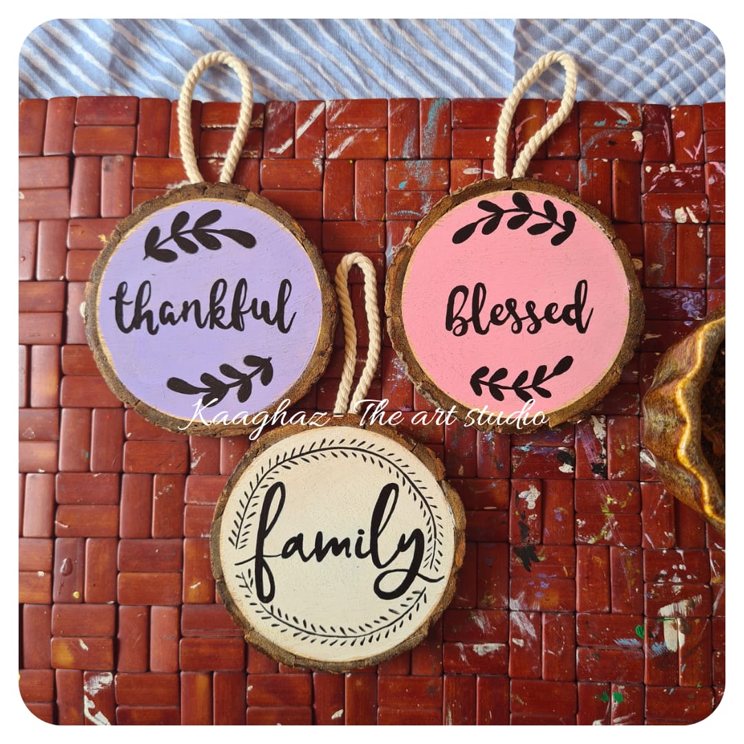 Small wood hanging- set of 3