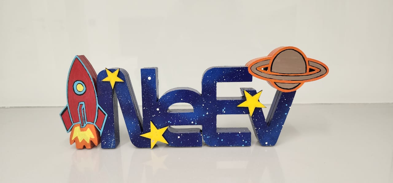 Free standing space theme name sign