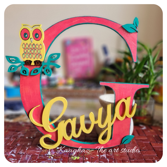 Owl theme monogram nameboard for kids