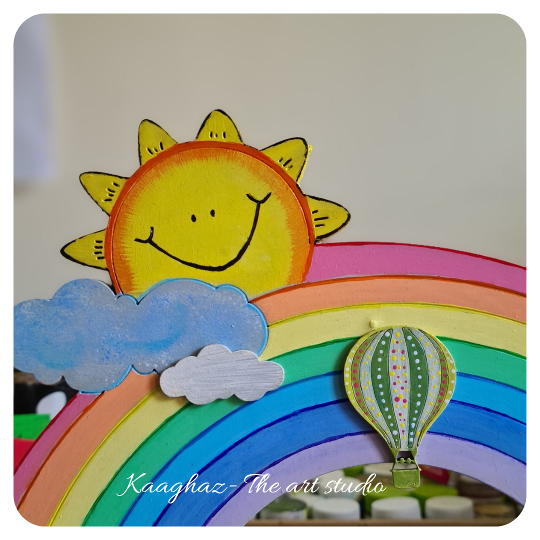 Rainbow Nameboard with Hot Air balloon