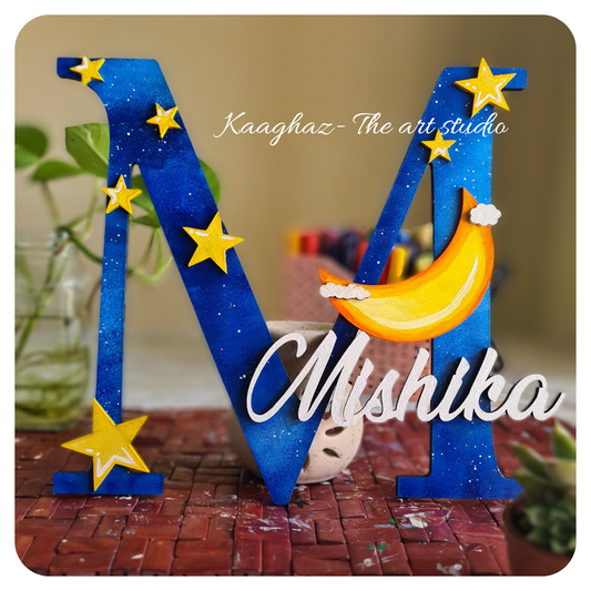 Moon & Star Monogram Nameplate for kids