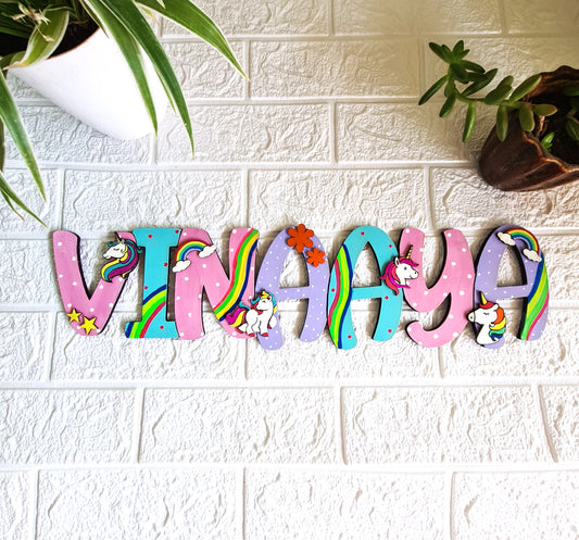 Unicorn theme nameplate for kids