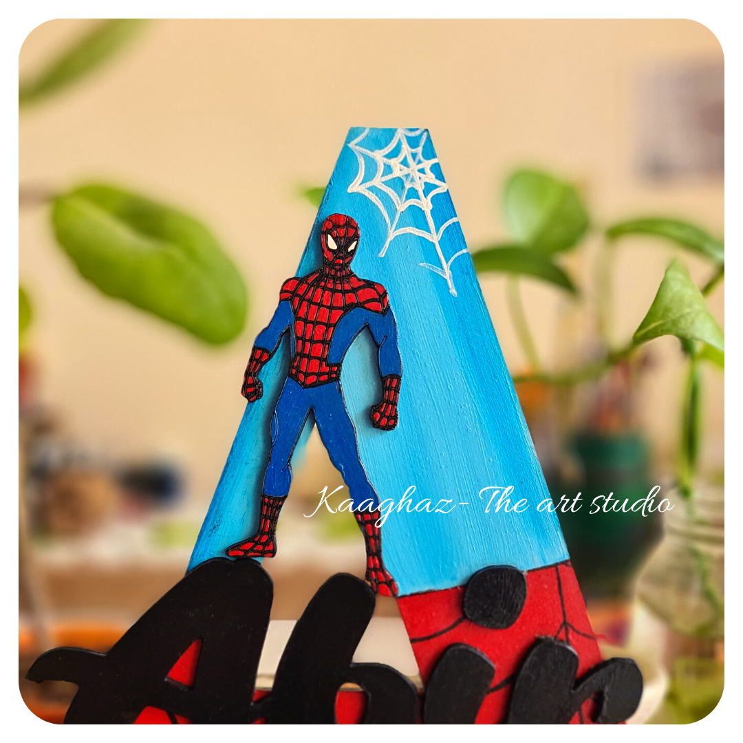 Spiderman theme nameplate with initial letter