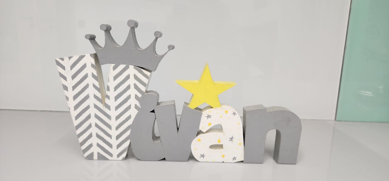 Free standing name sign with crown & star