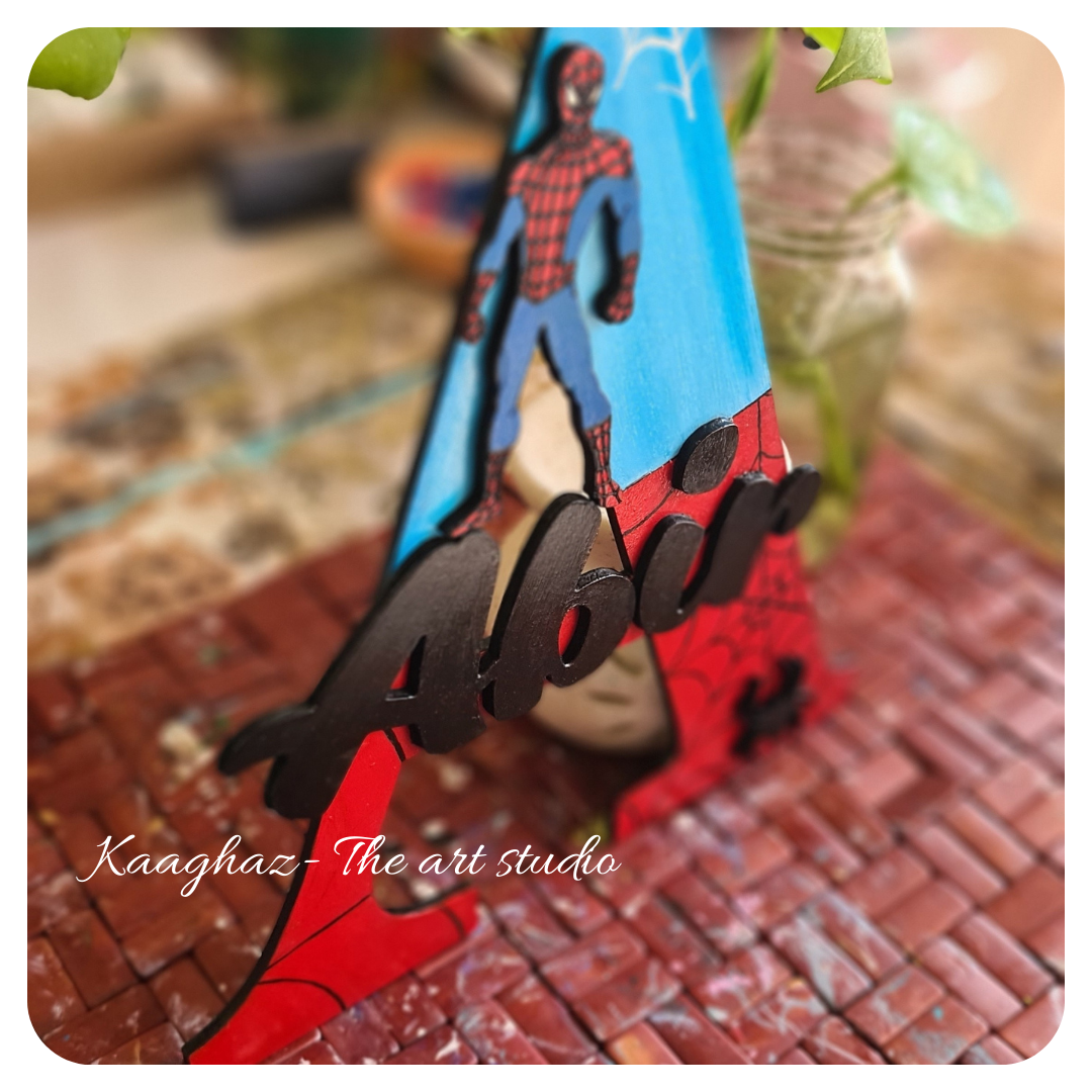 Spiderman theme nameplate with initial letter